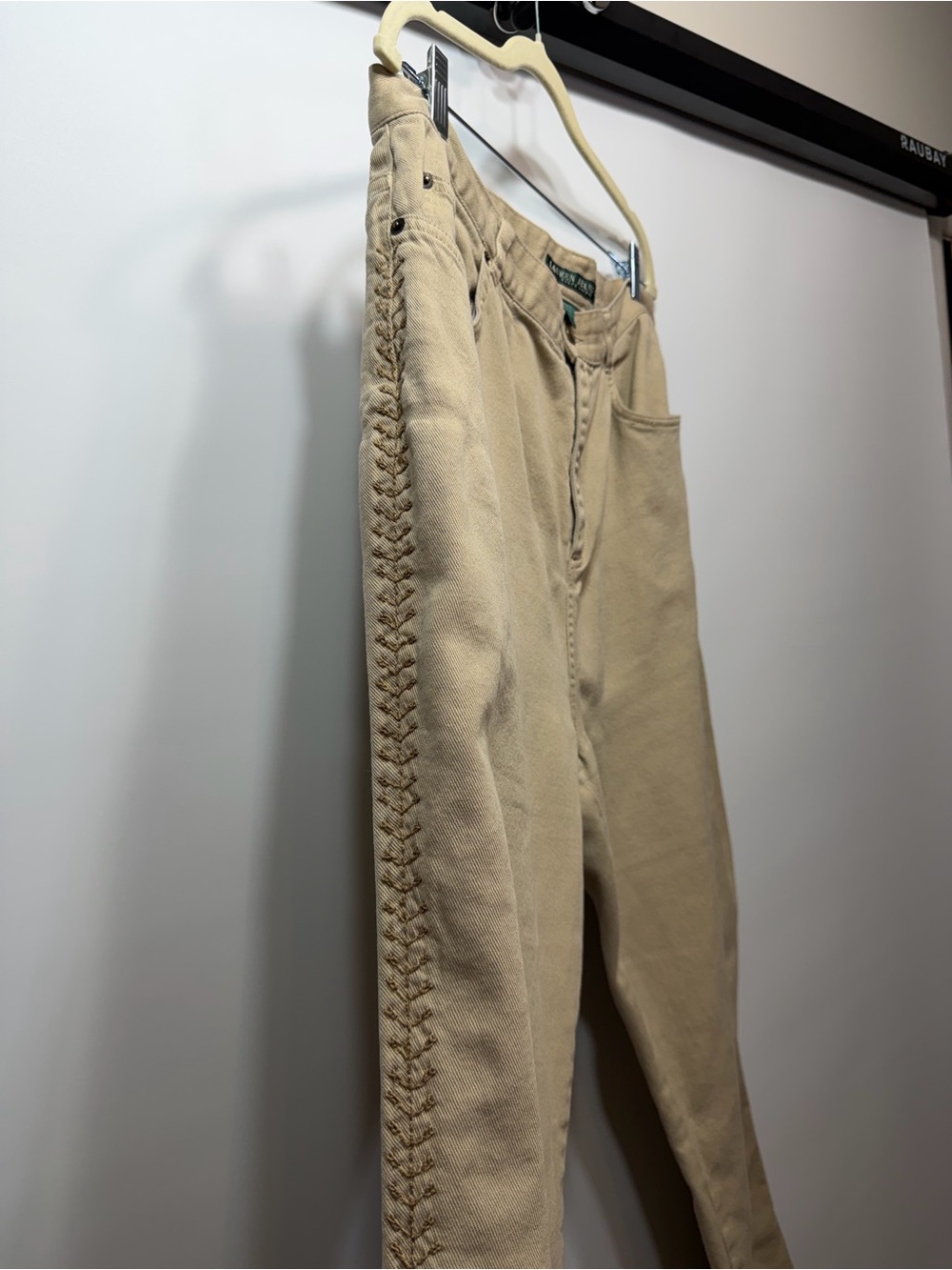 Lauren Ralph Lauren Jeans 14W Tan Braided Side Detail Straight Leg Pants - Picture 5 of 16